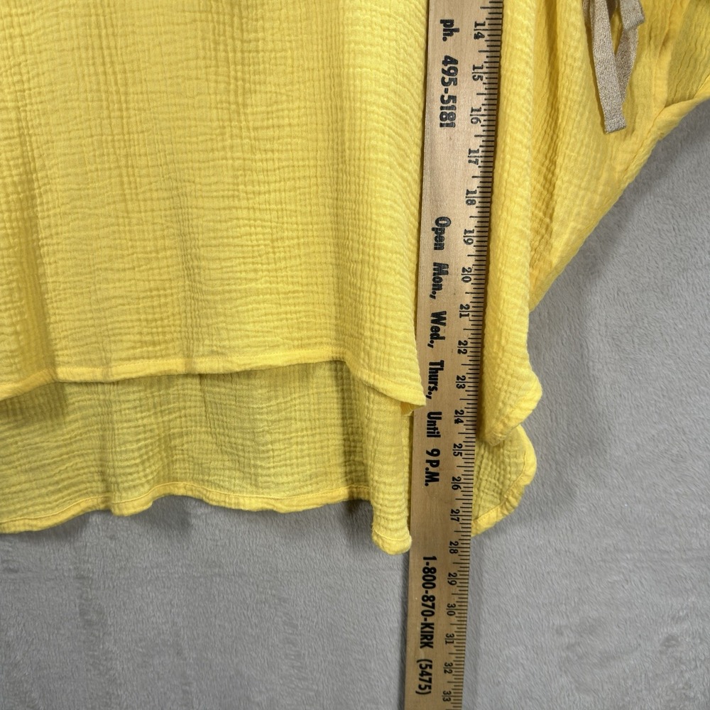 Chico's Gauzy Poncho Blouse Size S/M Yellow‎ Flowy Beach Coastal Cotton - Picture 4 of 6